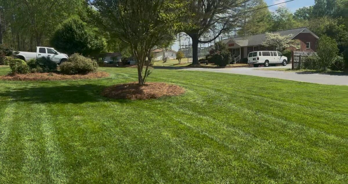 Wide freshly striped lawn